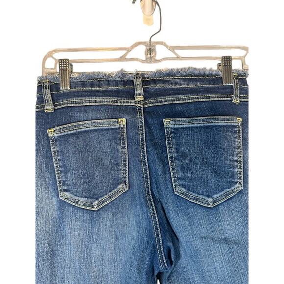The Factory Blue Fringe Raw Hem Ripped Casual Denim Jeans Women Sz 28 - Picture 9 of 11